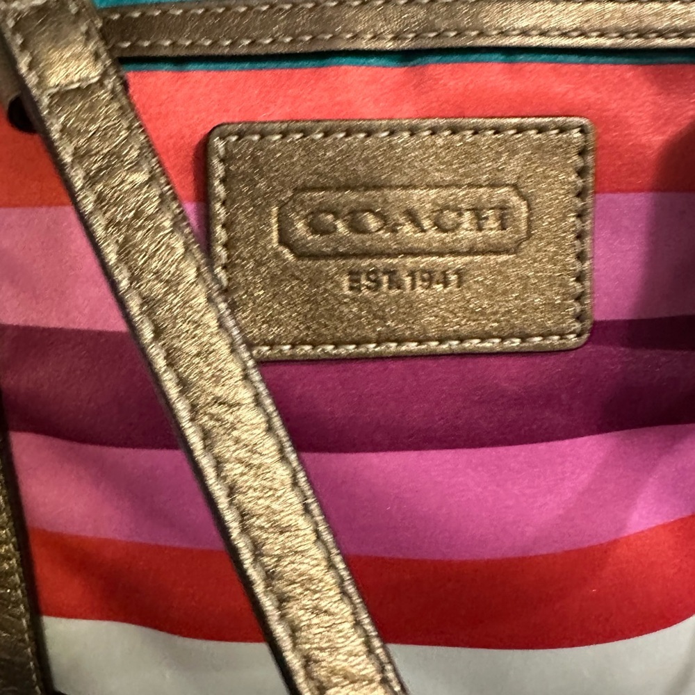 Coach Pink and Orange Tote Bag Vibrant Striped Design - Picture 2 of 11